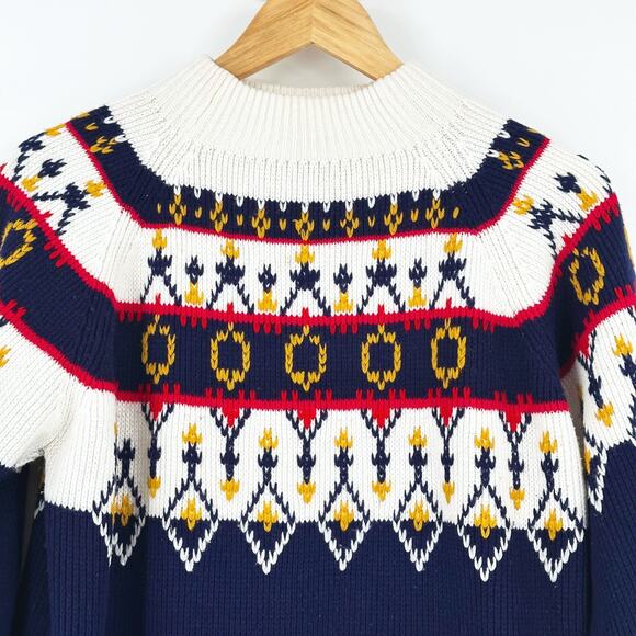 VTG 80s JcPenney Womens Sweater Medium Fair Isle Nordic Holiday Retro Ski - Picture 2 of 7